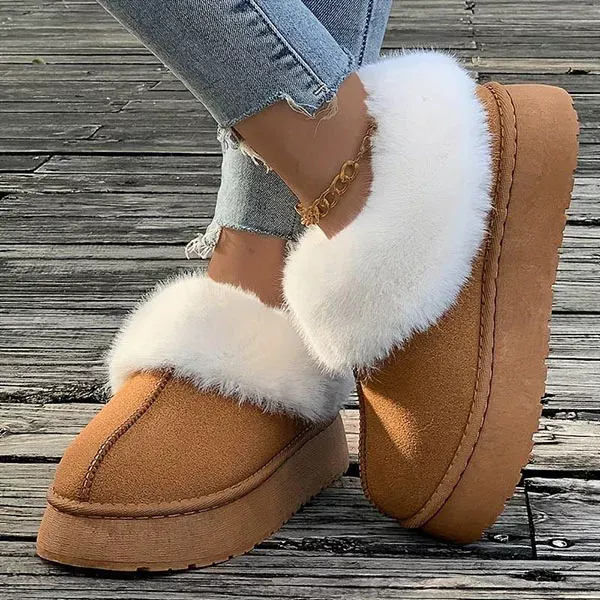 ankle boots, platform boots, winter boots, slip on boots, faux fur boots, warm boots, plush boots