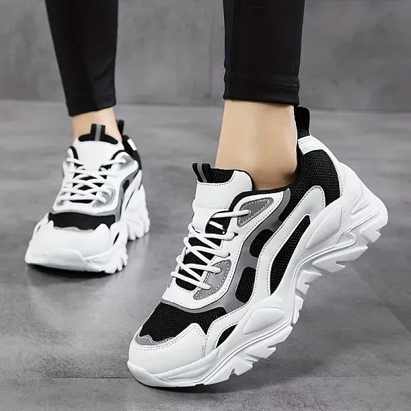 reflective sneakers, women sneakers, fashion sneakers, fashion shoes, thick sole sneakers, lightweight sneakers