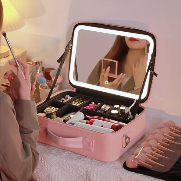 cosmetic bag, cosmetic case, cosmetic case with mirror, makeup storage box, cosmetic case with light