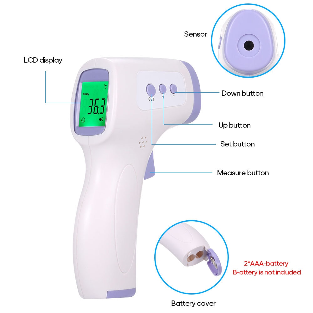Digital Forehead LCD Non-contact Thermometer Kids Body Baby Safe  Laser Temp Gun 