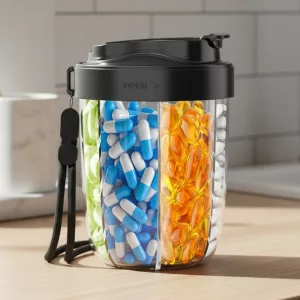 large pill bottle, pill organiser, tablet organiser, medicine bottles, travel pill container