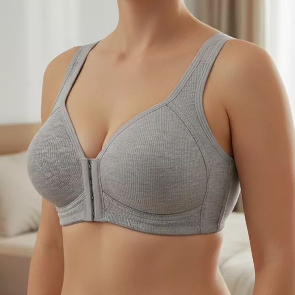wireless bra, front closure bra, high support bra, wireless push up bra, front fastening bra, no underwire bra