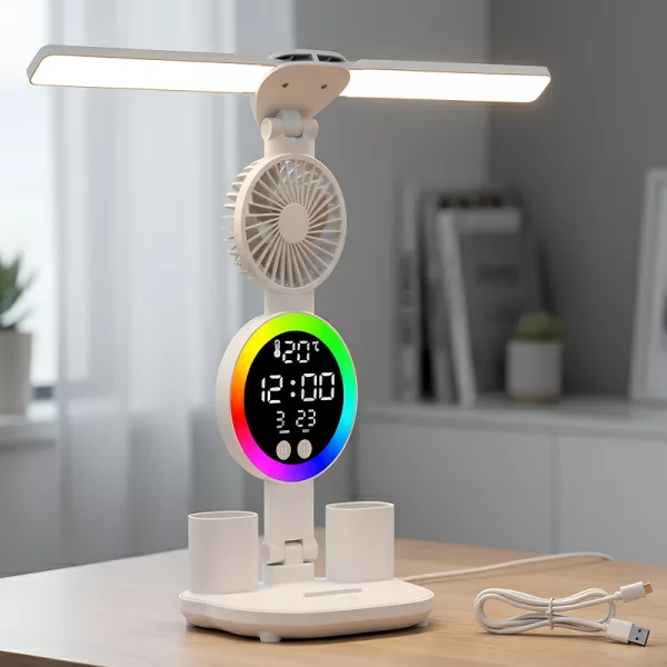 reading light with fan, electric fan, desk lamp led clock