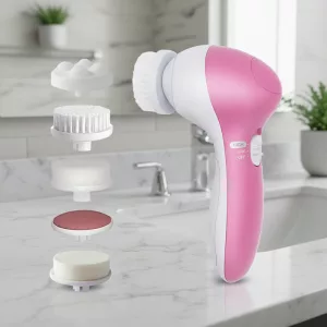 Electric Pore Cleansing Facial Brush Skin Scrubber with 5 Heads