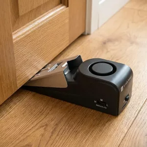 door stop alarm, door stopper security, floor mounted door stop